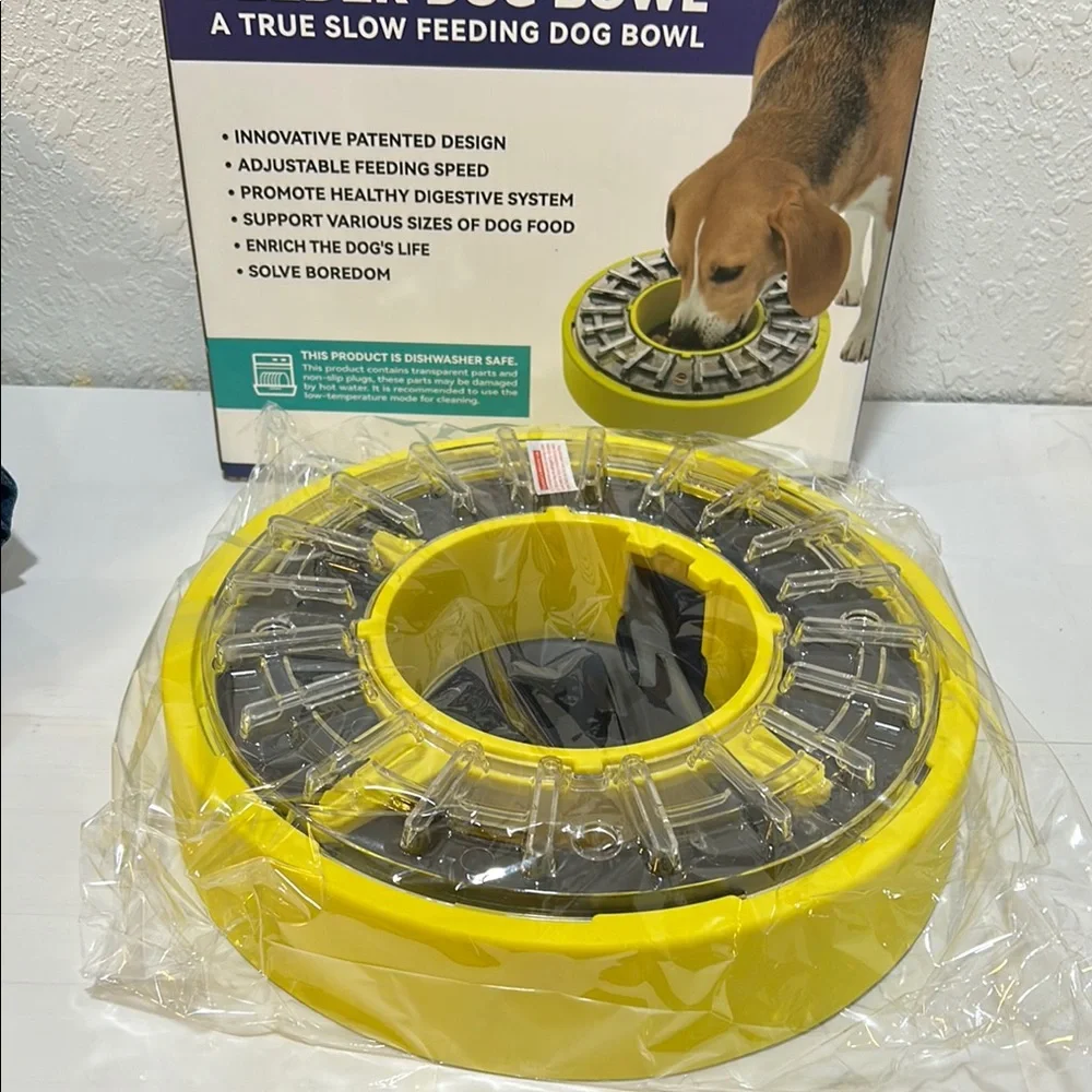 KADTC Rotating Slow Feeder Dog Bowl - Yellow NWT